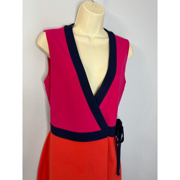 Diane von Furstenberg Gracie Color Block Wrap Dress Women's 6 - Picture 5 of 11